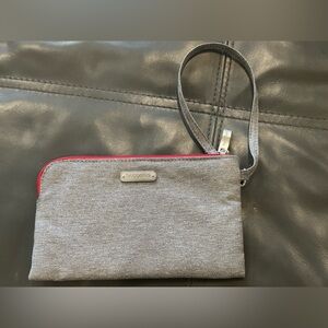 Baggallini Gray Wristlet with Red Accent